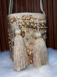 Mochila Recamada Dorada - detalle