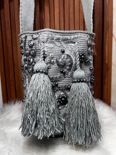 Mochila Recamada Gris - vista frontal