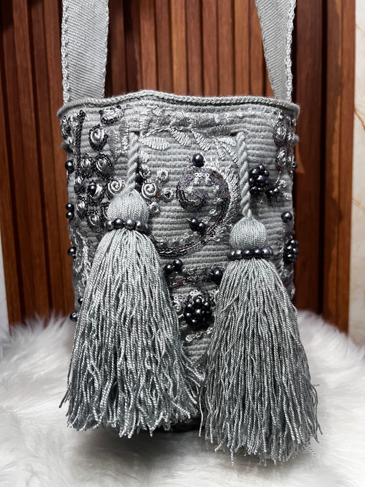 Mochila Recamada Gris - vista frontal